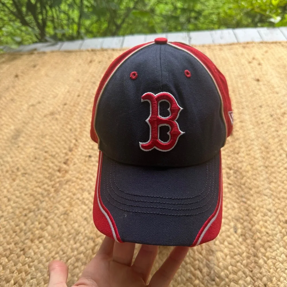 New Era Boston Red Sox MLB Baseball Hat Navy Red Adjustable Hat Ball Cap Sports